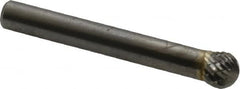 SGS Pro - 5/16" Cut Diam, 1/4" Shank Diam, Ball Head Double Cut Burr - Carbide, Radius End, 1/4" LOC - Exact Tooling