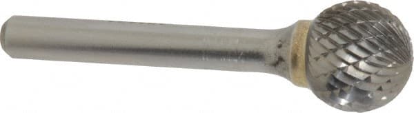 SGS Pro - 5/8" Cut Diam, 1/4" Shank Diam, Ball Head Double Cut Burr - Carbide, Radius End, 9/16" LOC - Exact Tooling