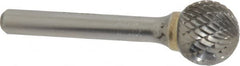 SGS Pro - 5/8" Cut Diam, 1/4" Shank Diam, Ball Head Double Cut Burr - Carbide, Radius End, 9/16" LOC - Exact Tooling