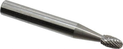 SGS Pro - 3/16" Cut Diam, 1/4" Shank Diam, Oval Head Double Cut Burr - Carbide, Radius End, 5/16" LOC - Exact Tooling
