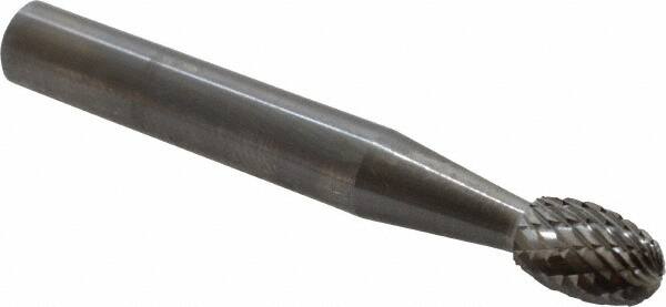 SGS Pro - 1/4" Cut Diam, 1/4" Shank Diam, Oval Head Double Cut Burr - Carbide, Radius End, 3/8" LOC - Exact Tooling