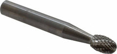 SGS Pro - 1/4" Cut Diam, 1/4" Shank Diam, Oval Head Double Cut Burr - Carbide, Radius End, 3/8" LOC - Exact Tooling