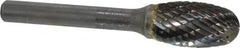 SGS Pro - 1/2" Cut Diam, 1/4" Shank Diam, Oval Head Double Cut Burr - Carbide, Radius End, 7/8" LOC - Exact Tooling