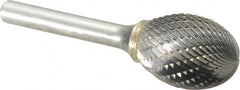 SGS Pro - 3/4" Cut Diam, 1/4" Shank Diam, Oval Head Double Cut Burr - Carbide, Radius End, 1" LOC - Exact Tooling