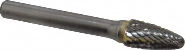 SGS Pro - 3/8" Cut Diam, 1/4" Shank Diam, Tree with Radius Head Double Cut Burr - Carbide, Radius End, 3/4" LOC - Exact Tooling