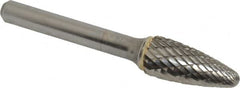 SGS Pro - 7/16" Cut Diam, 1/4" Shank Diam, Tree with Radius Head Double Cut Burr - Carbide, Radius End, 1" LOC - Exact Tooling