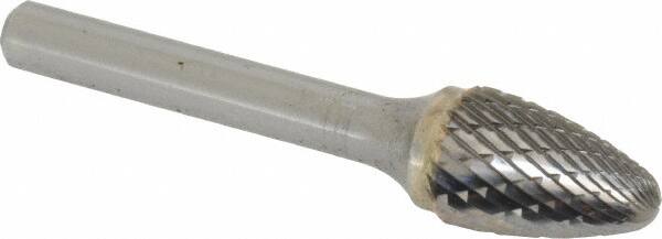 SGS Pro - 1/2" Cut Diam, 1/4" Shank Diam, Tree with Radius Head Double Cut Burr - Carbide, Radius End, 3/4" LOC - Exact Tooling