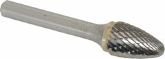SGS Pro - 1/2" Cut Diam, 1/4" Shank Diam, Tree with Radius Head Double Cut Burr - Carbide, Radius End, 3/4" LOC - Exact Tooling