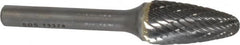 SGS Pro - 1/2" Cut Diam, 1/4" Shank Diam, Tree with Radius Head Double Cut Burr - Carbide, Radius End, 1" LOC - Exact Tooling
