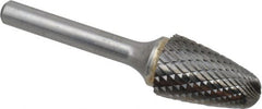 SGS Pro - 5/8" Cut Diam, 1/4" Shank Diam, Tree with Radius Head Double Cut Burr - Carbide, Radius End, 1" LOC - Exact Tooling