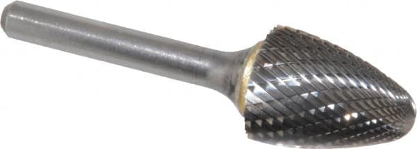 SGS Pro - 3/4" Cut Diam, 1/4" Shank Diam, Tree with Radius Head Double Cut Burr - Carbide, Radius End, 1" LOC - Exact Tooling