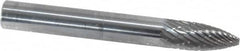 SGS Pro - 1/4" Cut Diam, 1/4" Shank Diam, Tree Head Double Cut Burr - Carbide, Point End, 5/8" LOC, 2" OAL - Exact Tooling