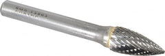 SGS Pro - 3/8" Cut Diam, 1/4" Shank Diam, Tree Head Double Cut Burr - Carbide, Point End, 3/4" LOC, 2-1/2" OAL - Exact Tooling