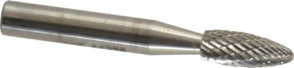 SGS Pro - 1/4" Cut Diam, 1/4" Shank Diam, Flame Head Double Cut Burr - Carbide, Radius End, 5/8" LOC, 2" OAL - Exact Tooling