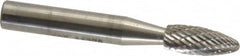 SGS Pro - 1/4" Cut Diam, 1/4" Shank Diam, Flame Head Double Cut Burr - Carbide, Radius End, 5/8" LOC, 2" OAL - Exact Tooling