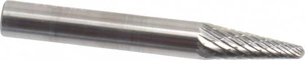 SGS Pro - 1/4" Cut Diam, 1/4" Shank Diam, Taper Head Double Cut Burr - Carbide, Radius End, 5/8" LOC - Exact Tooling