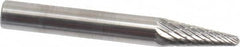 SGS Pro - 1/4" Cut Diam, 1/4" Shank Diam, Taper Head Double Cut Burr - Carbide, Radius End, 5/8" LOC - Exact Tooling