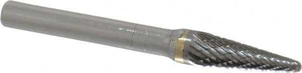 SGS Pro - 5/16" Cut Diam, 1/4" Shank Diam, Taper Head Double Cut Burr - Carbide, Radius End, 7/8" LOC - Exact Tooling