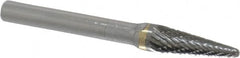 SGS Pro - 5/16" Cut Diam, 1/4" Shank Diam, Taper Head Double Cut Burr - Carbide, Radius End, 7/8" LOC - Exact Tooling