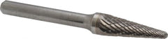 SGS Pro - 3/8" Cut Diam, 1/4" Shank Diam, Taper Head Double Cut Burr - Carbide, Radius End, 1-1/16" LOC - Exact Tooling