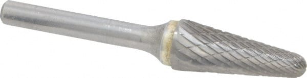 SGS Pro - 1/2" Cut Diam, 1/4" Shank Diam, Taper Head Double Cut Burr - Carbide, Radius End, 1-1/8" LOC - Exact Tooling