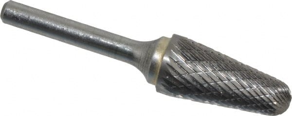 SGS Pro - 5/8" Cut Diam, 1/4" Shank Diam, Taper Head Double Cut Burr - Carbide, Radius End, 1-3/16" LOC - Exact Tooling