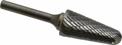 SGS Pro - 3/4" Cut Diam, 1/4" Shank Diam, Taper Head Double Cut Burr - Carbide, Radius End, 1-1/2" LOC - Exact Tooling