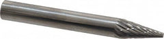 SGS Pro - 1/4" Cut Diam, 1/4" Shank Diam, Cone Head Double Cut Burr - Carbide, Point End, 1/2" LOC - Exact Tooling