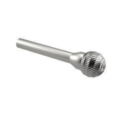 SGS Pro - 1/4" Cut Diam, 1/4" Shank Diam, Cone Head Double Cut Burr - Carbide, Point End, 1" LOC - Exact Tooling