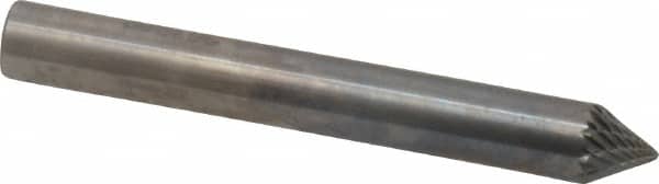 SGS Pro - 1/4" Cut Diam, 1/4" Shank Diam, Cone Head Double Cut Burr - Carbide, Point End, 3/16" LOC, 2" OAL - Exact Tooling