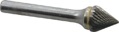 SGS Pro - 1/2" Cut Diam, 1/4" Shank Diam, Cone Head Double Cut Burr - Carbide, Point End, 7/16" LOC, 2-3/16" OAL - Exact Tooling