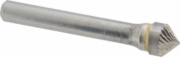 SGS Pro - 3/8" Cut Diam, 1/4" Shank Diam, Cone Head Double Cut Burr - Carbide, Point End, 3/16" LOC, 2-1/16" OAL - Exact Tooling