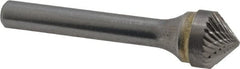 SGS Pro - 1/2" Cut Diam, 1/4" Shank Diam, Cone Head Double Cut Burr - Carbide, Point End, 1/4" LOC, 2" OAL - Exact Tooling