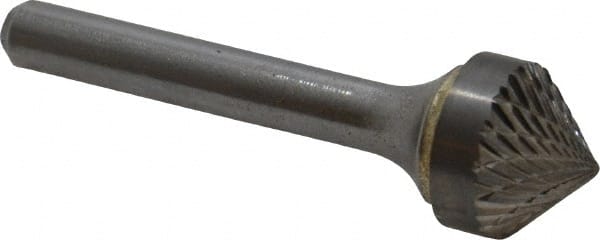 SGS Pro - 5/8" Cut Diam, 1/4" Shank Diam, Cone Head Double Cut Burr - Carbide, Point End, 5/16" LOC, 2-1/16" OAL - Exact Tooling