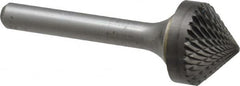 SGS Pro - 3/4" Cut Diam, 1/4" Shank Diam, Cone Head Double Cut Burr - Carbide, Point End, 3/8" LOC, 2-1/8" OAL - Exact Tooling