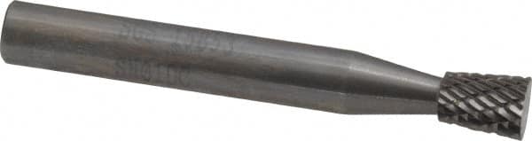 SGS Pro - 1/4" Cut Diam, 1/4" Shank Diam, Inverted Cone Head Double Cut Burr - Carbide, Flat End, 5/16" LOC - Exact Tooling