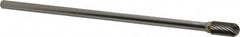 SGS Pro - 3/8" Cut Diam, 1/4" Shank Diam, Cylinder with Radius Head Single Cut Burr - Carbide, Radius End, 3/4" LOC - Exact Tooling
