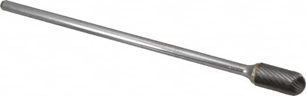 SGS Pro - 1/2" Cut Diam, 1/4" Shank Diam, Cylinder with Radius Head Single Cut Burr - Carbide, Radius End, 1" LOC - Exact Tooling