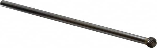SGS Pro - 3/8" Cut Diam, 1/4" Shank Diam, Ball Head Single Cut Burr - Carbide, Radius End, 5/16" LOC - Exact Tooling