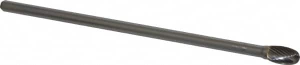 SGS Pro - 3/8" Cut Diam, 1/4" Shank Diam, Oval Head Single Cut Burr - Carbide, Radius End, 5/8" LOC - Exact Tooling