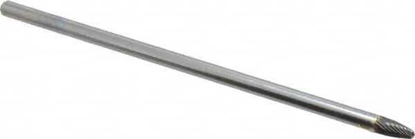 SGS Pro - 1/4" Cut Diam, 1/4" Shank Diam, Tree with Radius Head Single Cut Burr - Carbide, Radius End, 1/2" LOC - Exact Tooling