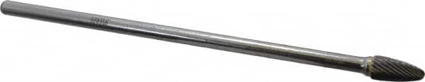 SGS Pro - 3/8" Cut Diam, 1/4" Shank Diam, Tree with Radius Head Single Cut Burr - Carbide, Radius End, 3/4" LOC - Exact Tooling