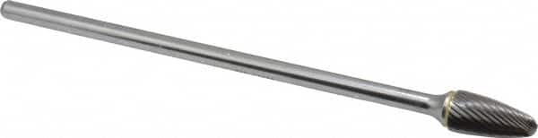 SGS Pro - 1/2" Cut Diam, 1/4" Shank Diam, Tree with Radius Head Single Cut Burr - Carbide, Radius End, 1" LOC - Exact Tooling