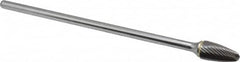 SGS Pro - 1/2" Cut Diam, 1/4" Shank Diam, Tree with Radius Head Single Cut Burr - Carbide, Radius End, 1" LOC - Exact Tooling