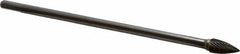 SGS Pro - 3/8" Cut Diam, 1/4" Shank Diam, Tree Head Single Cut Burr - Carbide, Point End, 3/4" LOC - Exact Tooling