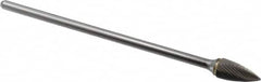 SGS Pro - 1/2" Cut Diam, 1/4" Shank Diam, Tree Head Single Cut Burr - Carbide, Point End, 1" LOC - Exact Tooling