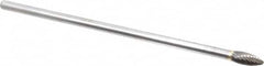 SGS Pro - 5/16" Cut Diam, 1/4" Shank Diam, Flame Head Single Cut Burr - Carbide, Radius End, 3/4" LOC - Exact Tooling