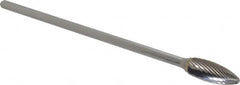 SGS Pro - 1/2" Cut Diam, 1/4" Shank Diam, Flame Head Single Cut Burr - Carbide, Radius End, 1-1/4" LOC - Exact Tooling