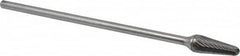 SGS Pro - 1/2" Cut Diam, 1/4" Shank Diam, Taper Head Single Cut Burr - Carbide, Radius End, 1-1/8" LOC - Exact Tooling