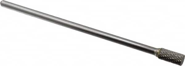SGS Pro - 3/8" Cut Diam, 1/4" Shank Diam, Cylinder Head Double Cut Burr - Carbide, Flat End, 3/4" LOC - Exact Tooling